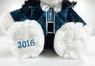 Dan Dee Snowflake Teddy Bear 2016 White Plush 20  Christmas Blue Velvet Jacket