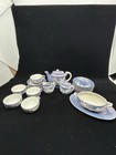 Vtg 21 Pc Childs Moriage Dragonware Lusterware Tea Set  Blue Iridescent - Japan