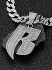 Silver Plated Ruff Ryder Pendant   Iced Cubic Zirconia Chain Hip Hop Necklace