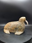     6  Carved Soapstone Walrus Signed Olaf Piscoya Eskimo Native Nome Alaska