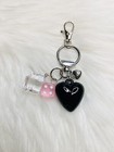 Black Heart Bag Charm Key Ring Fob Keychain Lucky Purse Charm Dice Ice Cube Y2k