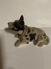 Tan And Black Flocked Bobblehead Nodder Dog Glass Eyes And Gold Chain