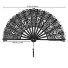 Choyaxo Cotton Lace Folding Hand Fans Embroidered Flowers Pattern Black