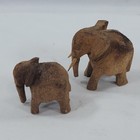 Vintage Hand Carved Wood Elephants Set Of 2