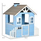Wooden Playhouse For Kids Outdoor With Flower Pot Holders Blue