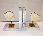 Vtg Bookends Decorative Marble   Quartz Stone Rocks Minerals