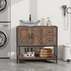 2 Drawers 36 bathroom Vanity Freestanding Storage Cabinet Open Shelf Vessel Sink