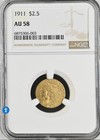 1911  2 50 Gold Indian Head Quarter Eagle   Ngc Au58   Pre-33 Us Gold Coin