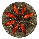 Vtg Orange Navette Rhinestone Flower Filigree Trinket Pill Box Missing A Stone
