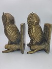 Pair Of Vintage Brass Style Owl Bookends   Mid Century Modern