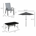 8 Piece Patio Dining Set W  Table Umbrella 6 Chairs Dining Table Grey