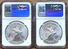 2 Coin Set 2024 And 2025 P Silver Eagle With Privy Ngc Gem Uncir Mtn   In Hand