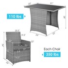 Patiojoy Patio 3pcs Rattan Furniture Set Cushioned Sofa Armrest  Garden Gray