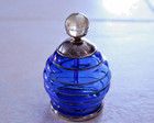 Rare Antique French Mona Sterling 14k Cobalt Blue Perfume Beehive Bottle stopper