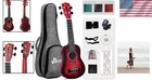 Premium 21-inch Soprano Ukulele With Tuner  Bag And Extra Strings - Red Elegance