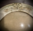 Large Hanging Antique Carved White And Gold Wood Convex Bubble Glass Frame