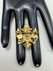 Antique Russian Double Headed Eagle Brooch Imperial Crest Red Stone