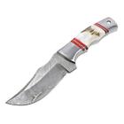 9  Genuine Damascus Steel Hand Made Hunting Knife Stag Handle W  Leather Sheath