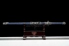 Blue Chinese Kong Fu Sword Han Dynasty Jian Carbon Steel Blade Dragon Fittings