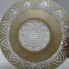Vtg 10    Art Nouveau 3 Chain Ceiling Frosted Cream And Clear Glass Light Shade