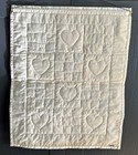 Handmade Hand Patchwork Wall Hanging W maroon Appliqu   Hearts On A Cream Back