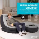 Intex 68564e Inflatable Ultra Lounge Chair Cup Holder Ottoman Set Gray