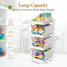 4 Tier Stackable Storage Basket Plastic Organizer Large Bins Multi-functional