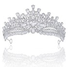 Tiara Large Crown Bridal Princess Queen Pageant  Silver Plated Crystals