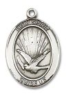 Sterling Silver Holy Spirit Catholic Medal Pendant Necklace 24  Chain Giftbox
