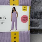 Cuddl Duds Lilac 3pc Lounge Set Soft Knit Pj Cardigan Tank Top Pants Sz M
