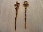 Vintage 2 Tortoise Plastic Hair Pin Forks Pins Sticks      7 Inches Lot 2t