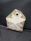 Letter Shaped Ceramic Wall Pocket Hand Painted Red Flowers Made In Italy 