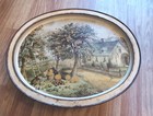 Vintage Oval Tin With Both Trays  Beautiful Historical Art   