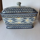 Temp-tations By Tara Old World Blue Rectangular Ceramic Bread Box With Lid Mint