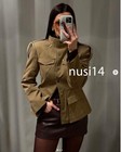 Zara New Woman Army Tailored Blazer With Tabs Jacket Lt Khaki 4341 818 506