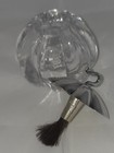 Antique Glass Powder Dressing Jar  Matching Sterling Lid With Attached Brush