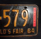 Vintage 1964 New York Worlds Fair License Plate W 1965 Registration Sticker