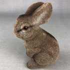 Vintage Flocked Easter Spring Bunny Rabbit Figures Brown Coin Bank Lot Of 3