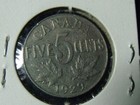 1929 Canada Five Cent  Coin 5c Canadian Nickel  Circulated George V