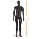 73  Male Mannequin Full Body Dress Form Realistic Display Head With Base Black
