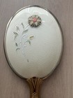 Vintage Gold Tone Vanity Set Hand Mirror Brush Set 3d Daisy Flower 