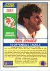 1990 -paul Gruber- Score Autograph signed auto Football Card  351 Buccaneers