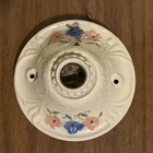 Vintage Porcelain Ceiling Light Fixture Floral Pull Chain Bathroom Hallway