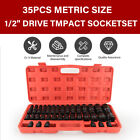 35pcs 1 2  Inch Deep Impact Socket Set Drive 8-32mm Metric Garage Sae With Case