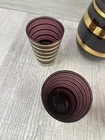 Mcm Gold Stripe Glass Decanter Glasses Set Bar Mid Century Modern Retro Elegant
