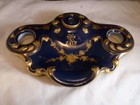 Antique Sevres French Porcelain - Cobalt Blue  Gilded Inkwell Stand  B r p   Brp