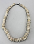 Vtg Natural Puka Hawaiian Shell Necklace White Off White 15    70 Grams 4m-10mm