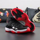 Jordan 11 Retro Bred Men S High Top Black Red Men   s Basketball Shoes
