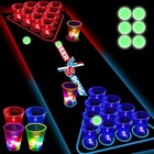 Glowing Beer Pong Table Mat For Drinking Game Light Up Plastic Cups And Pongs