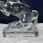 Le Smith Glass Clear Rearing Horse Bookend 1940s Vintage Western Decor Usa